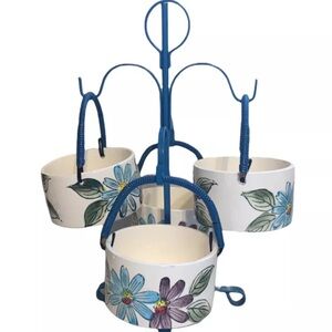 Vintage MCM Retro Set Of 4 Ramekins Bowls Coiled Handles Tree Holder Wales Japan